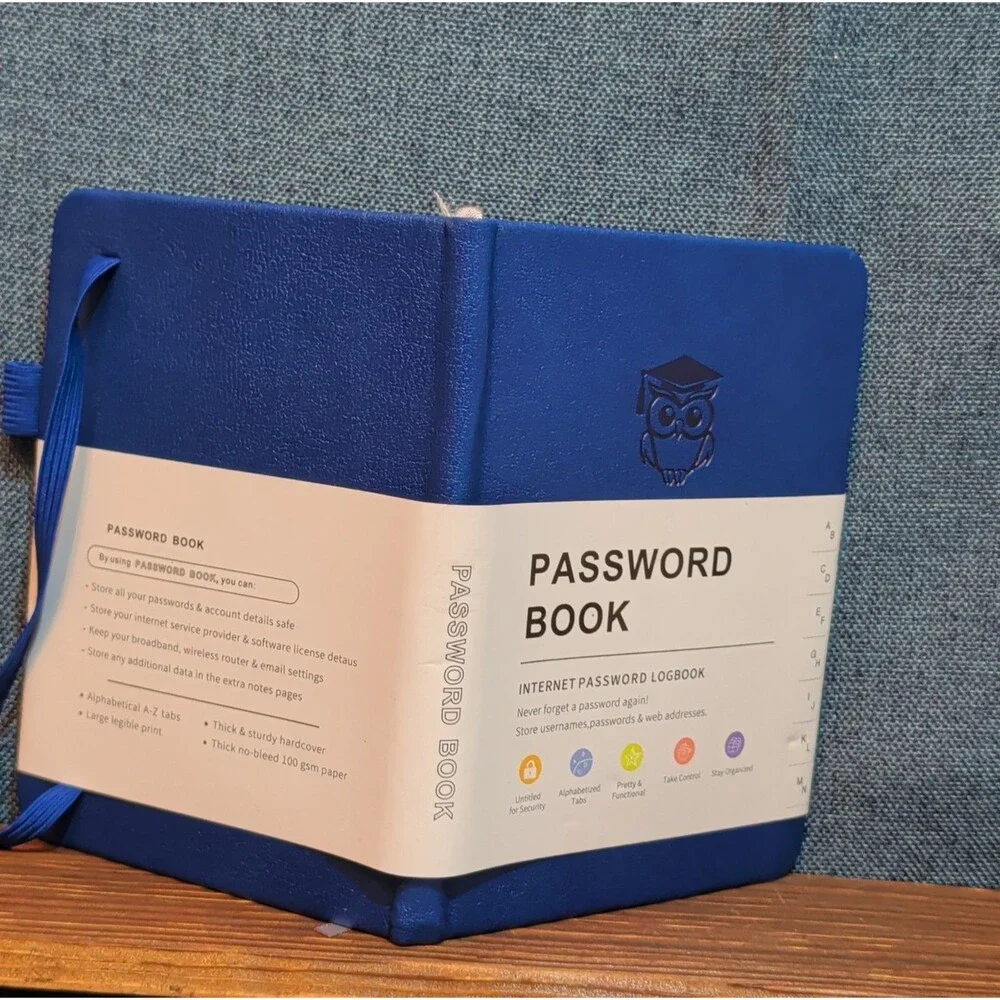 Password Book Internet Logbook Organizer Alphabetical Tabs Blue 4x5